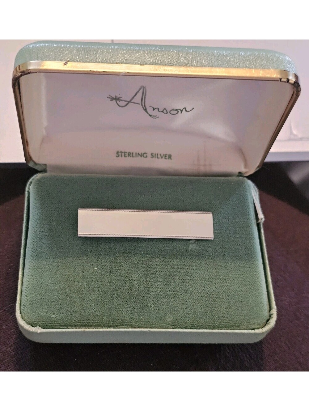 Pristine Vintage Anson Sterling Silver Tie Pin With Original Jewelry Box